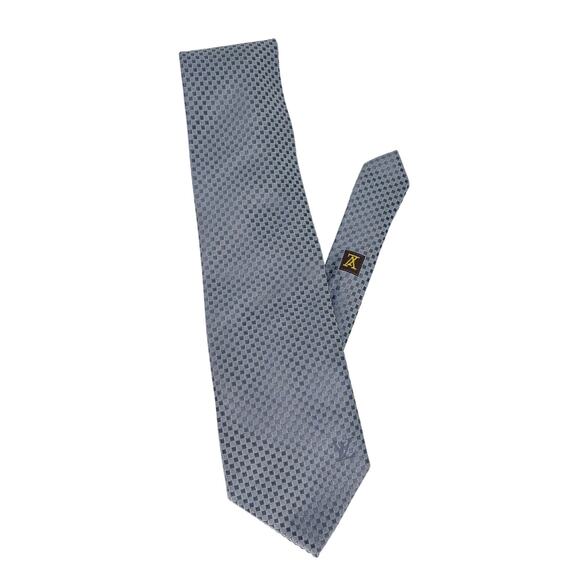 Genuine Louis‎ Vuitton Light Gray Silk Tie With LV Logo - Picture 1 of 10